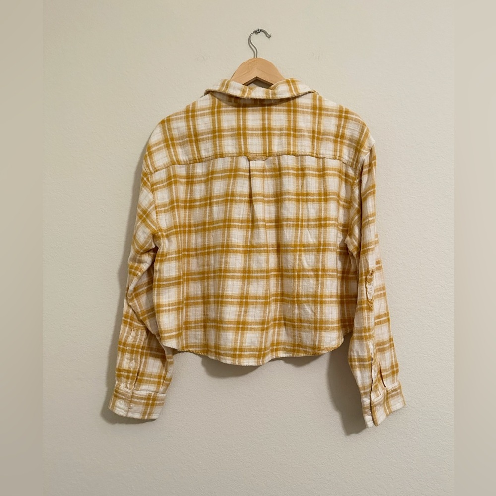 NWOT American Eagle Cropped Flannel Shirt - Picture 6 of 8